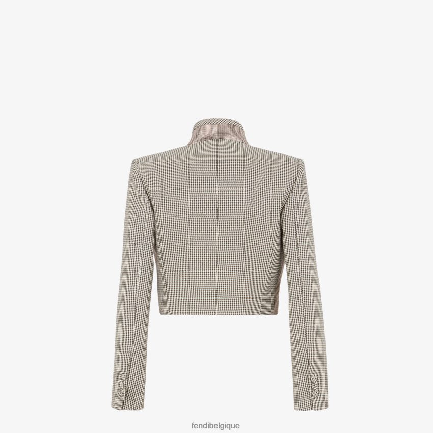 vêtements Fendi veste en laine pied-de-poule beige femmes 8X8J2J1220 Fendi Belgique