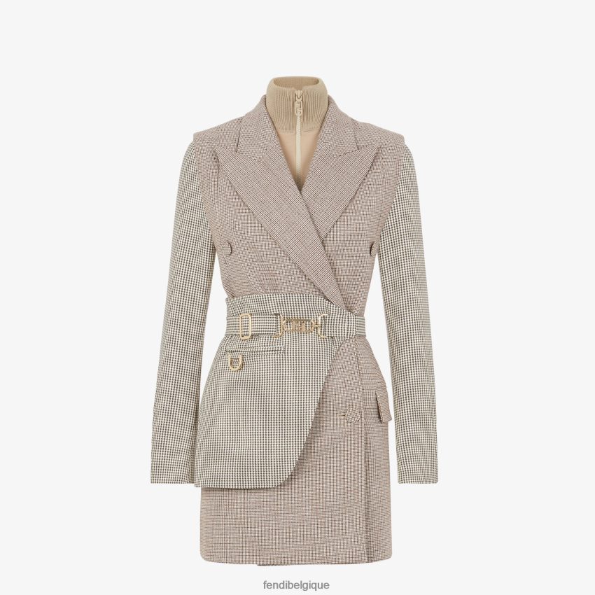 vêtements Fendi veste en laine pied-de-poule beige femmes 8X8J2J1224 Fendi Lunette De Soleil