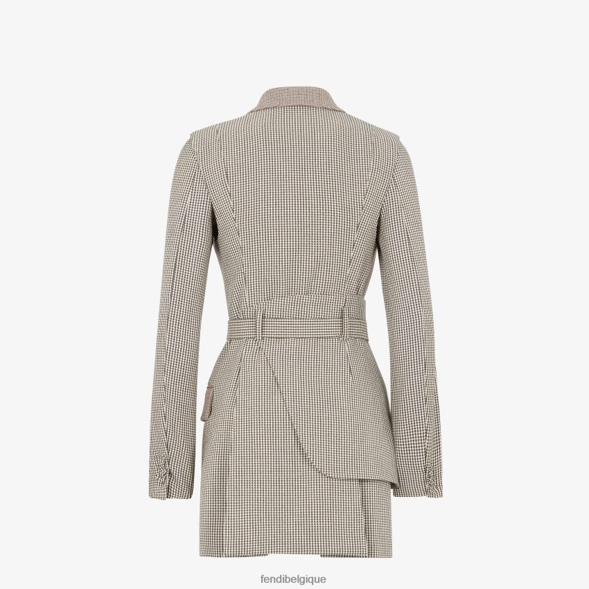 vêtements Fendi veste en laine pied-de-poule beige femmes 8X8J2J1224 Fendi Lunette De Soleil