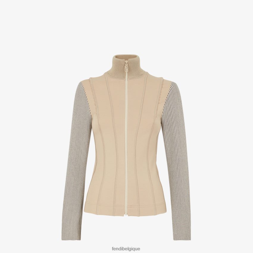 vêtements Fendi veste en laine pied-de-poule beige femmes 8X8J2J1224 Fendi Lunette De Soleil