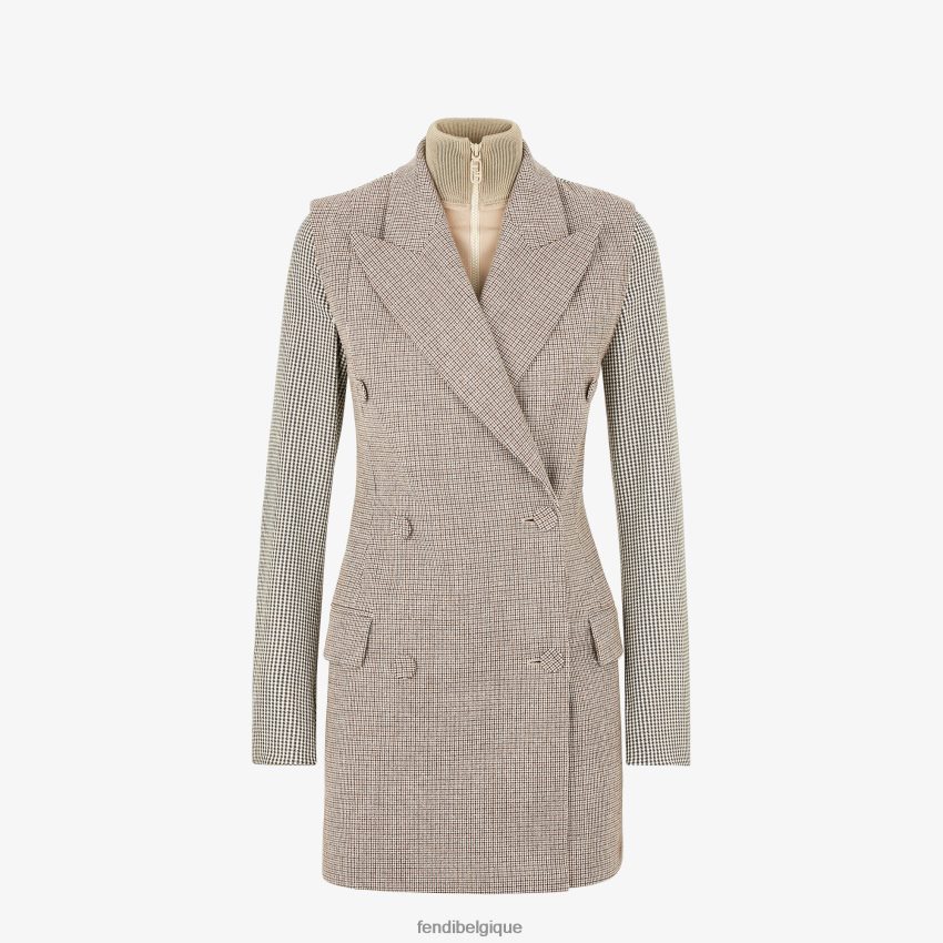 vêtements Fendi veste en laine pied-de-poule beige femmes 8X8J2J1224 Fendi Lunette De Soleil