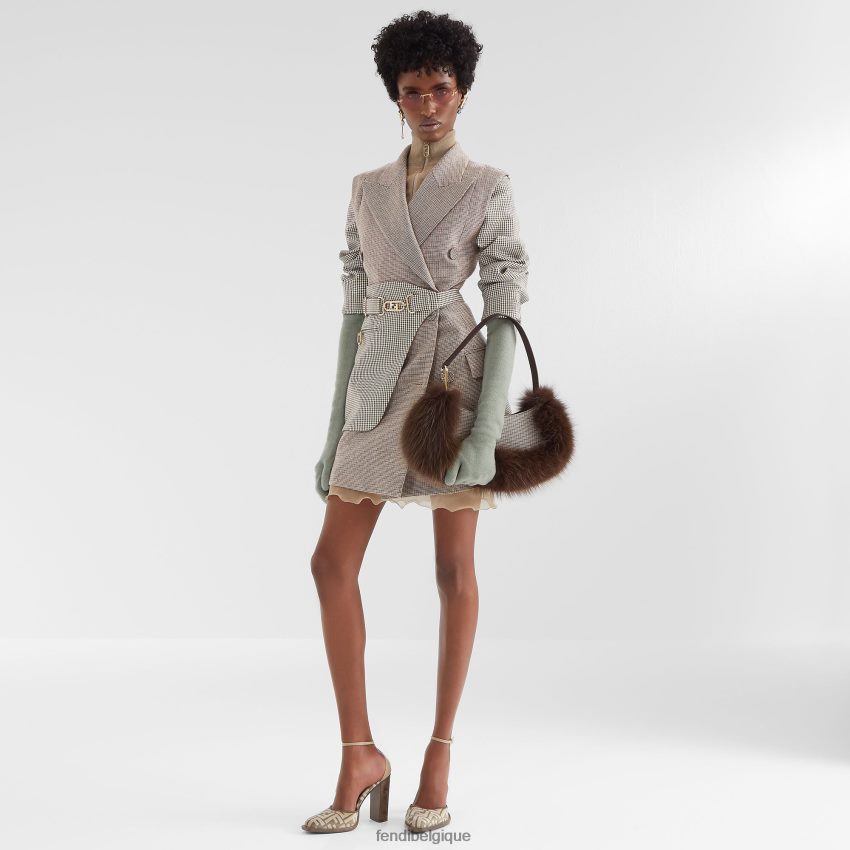vêtements Fendi veste en laine pied-de-poule beige femmes 8X8J2J1224 Fendi Lunette De Soleil