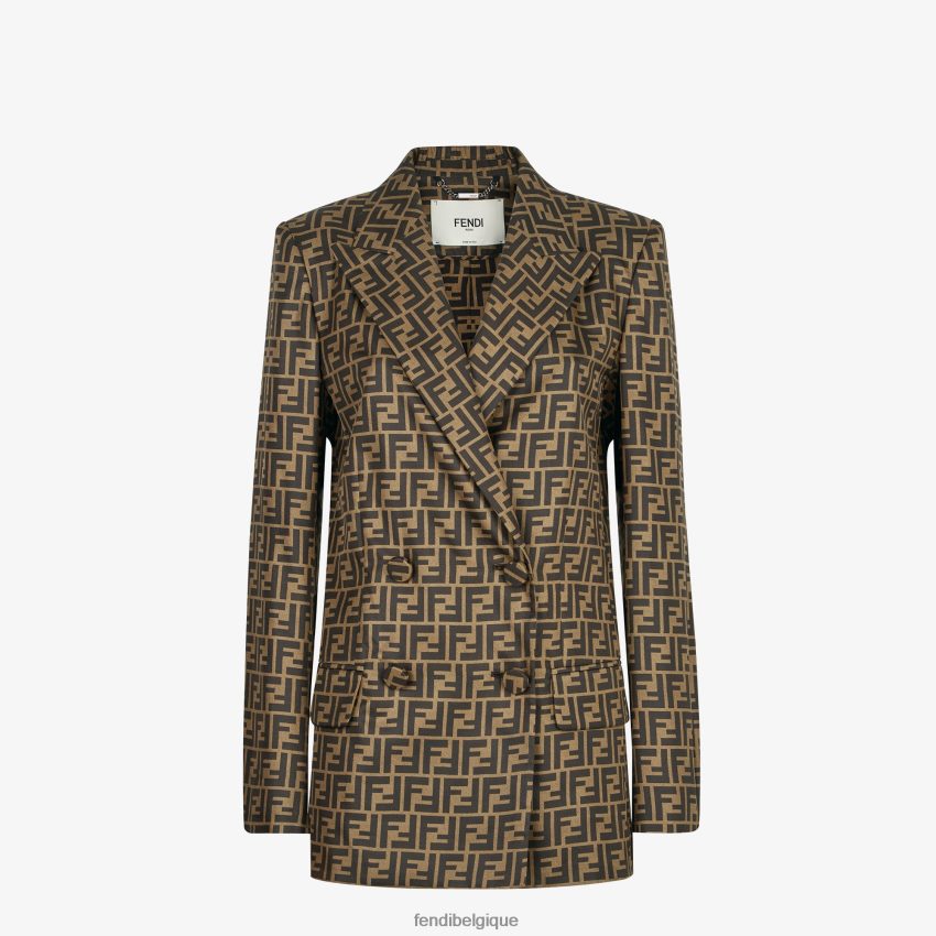 vêtements Fendi veste en soie brun femmes 8X8J2J1230 Fendi Lunette De Soleil