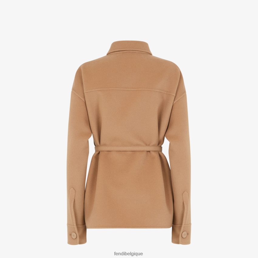 vêtements Fendi veste incontournable en cachemire camel beige femmes 8X8J2J1205 Fendi Belgique
