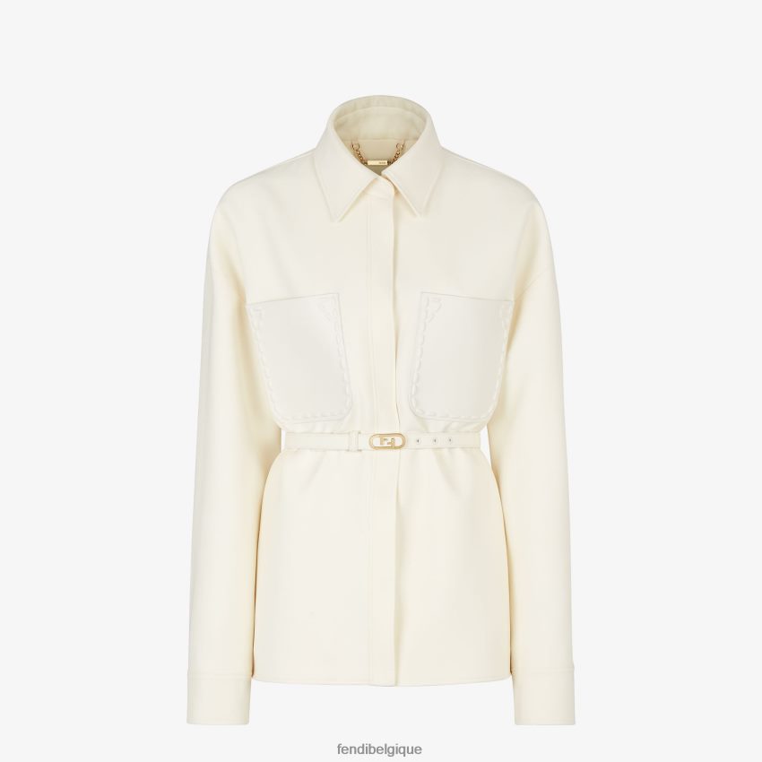 vêtements Fendi veste incontournable en laine et soie blanc femmes 8X8J2J961 Fendi Sac