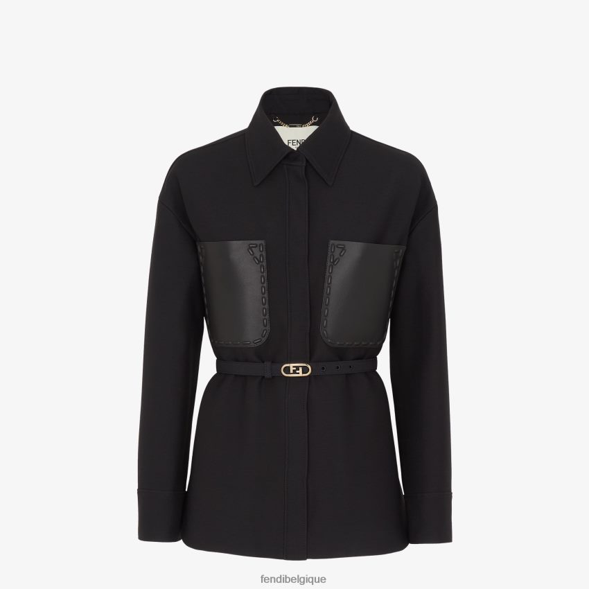 vêtements Fendi veste incontournable en laine et soie noir femmes 8X8J2J1006 Fendi Sac