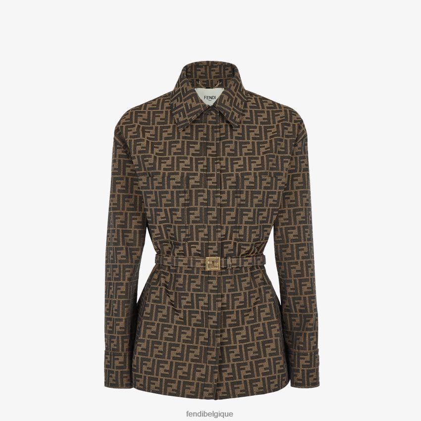 vêtements Fendi veste incontournable en toile brun femmes 8X8J2J974 Fendi Belgique