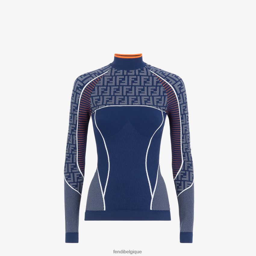 vêtements Fendi pull en tissu technique ff bleu femmes 8X8J2J1165 Fendi Sac