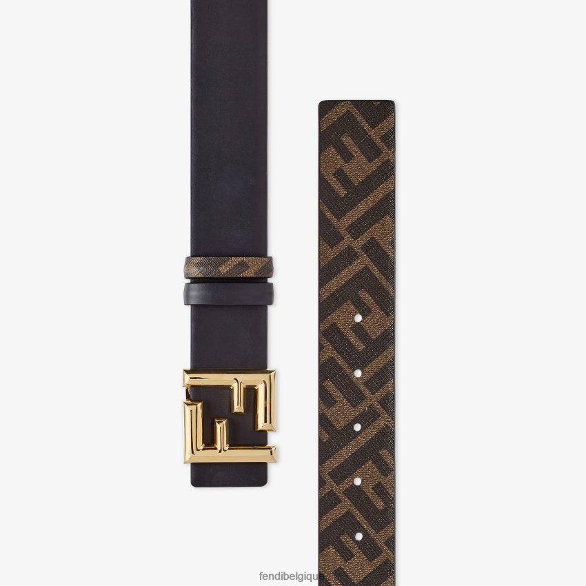 accessoires Fendi ceinture réversible en cuir arrondie ff noir hommes 8X8J2J2333 Fendi Belgique