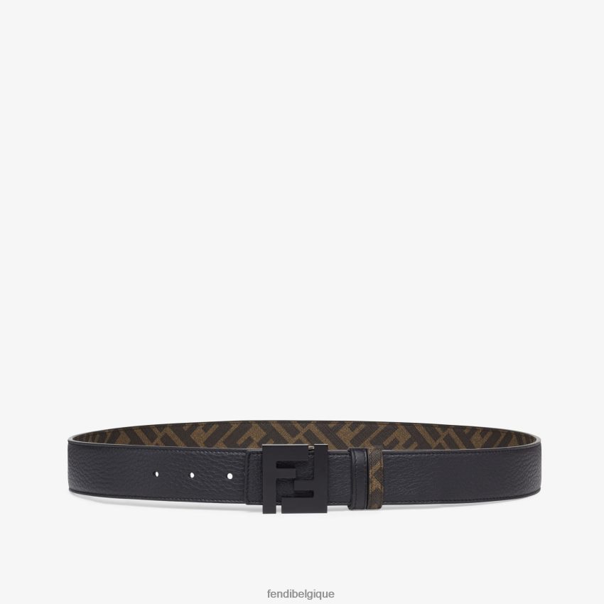 accessoires Fendi ceinture réversible en cuir et tissu brun hommes 8X8J2J2489 Fendi Belgique