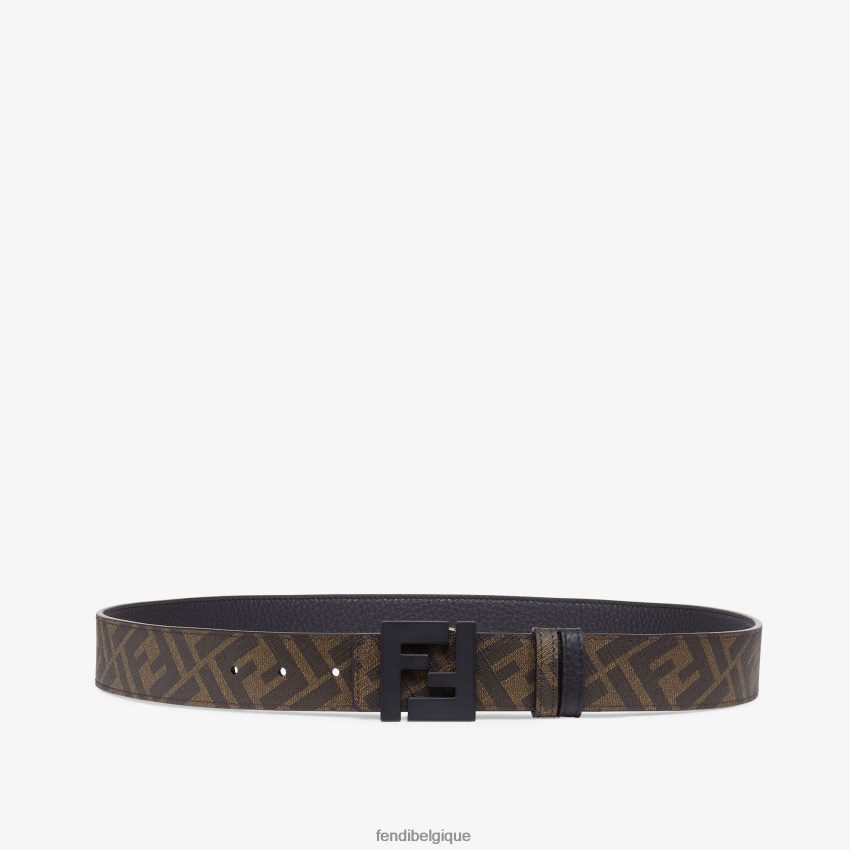 accessoires Fendi ceinture réversible en cuir et tissu brun hommes 8X8J2J2489 Fendi Belgique