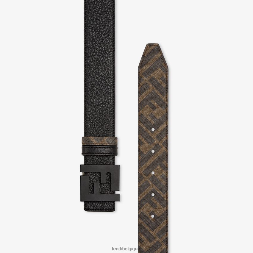 accessoires Fendi ceinture réversible en cuir et tissu brun hommes 8X8J2J2489 Fendi Belgique