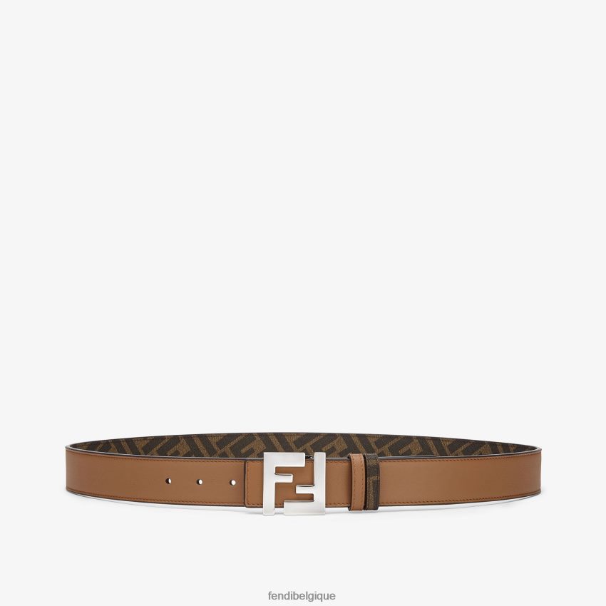 accessoires Fendi ceinture réversible en cuir ff carrée brun hommes 8X8J2J2442 Fendi Lunette De Soleil