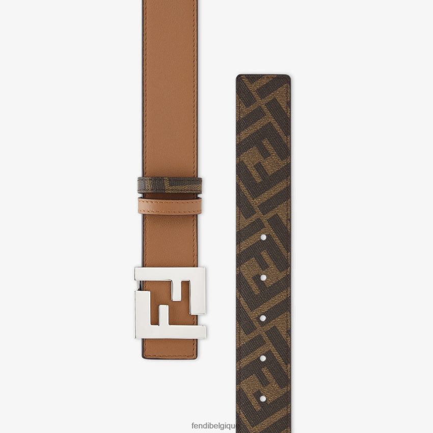 accessoires Fendi ceinture réversible en cuir ff carrée brun hommes 8X8J2J2442 Fendi Lunette De Soleil