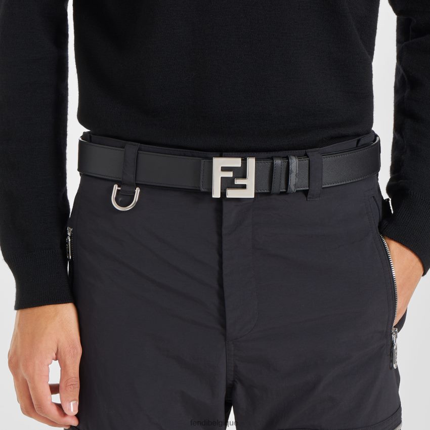 accessoires Fendi ceinture réversible en cuir ff carrée noir hommes 8X8J2J2441 Fendi Belgique