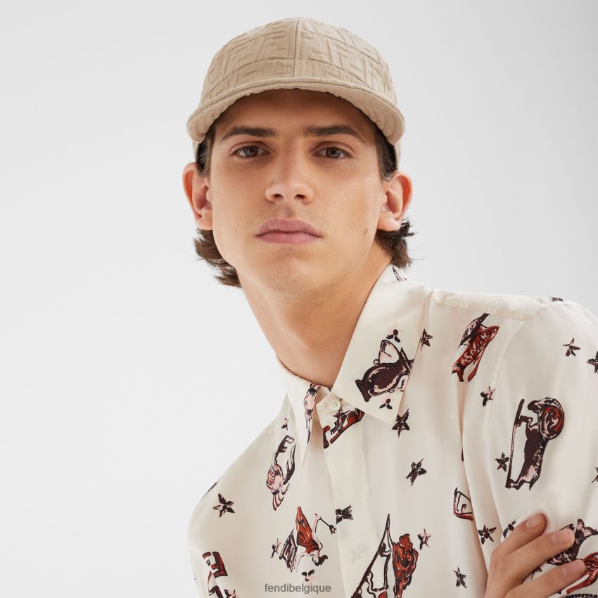 accessoires Fendi casquette de baseball en coton beige hommes 8X8J2J2370 Fendi Lunette De Soleil