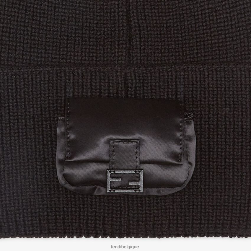 accessoires Fendi chapeau de laine noir hommes 8X8J2J2465 Fendi Belgique