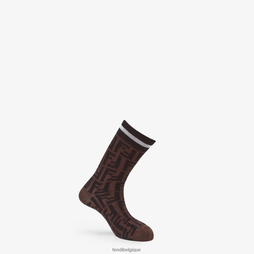 accessoires Fendi chaussettes en coton extensible brun hommes 8X8J2J2543 Fendi Belgique
