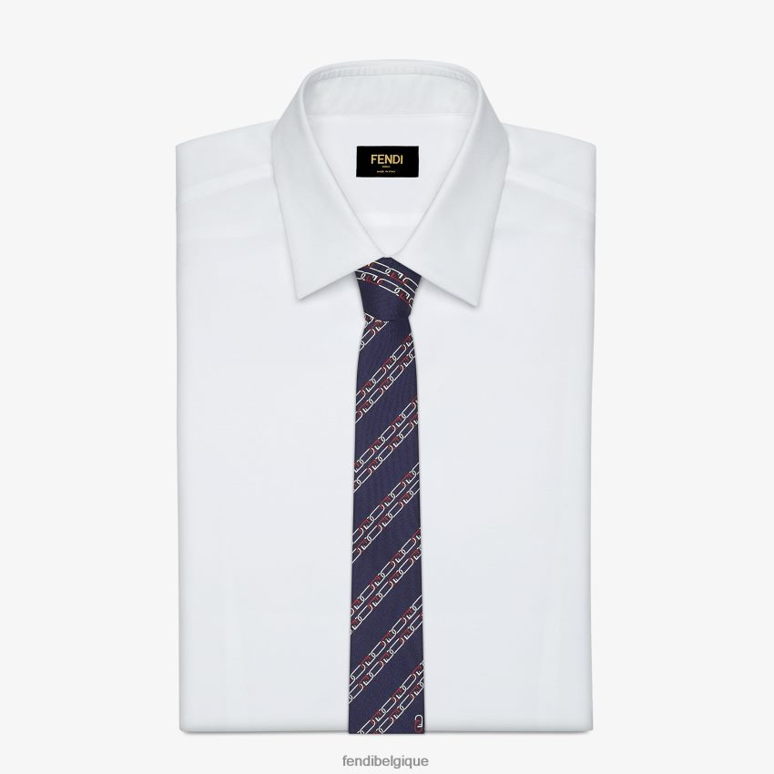 accessoires Fendi cravate en soie bleu hommes 8X8J2J2564 Fendi Belgique