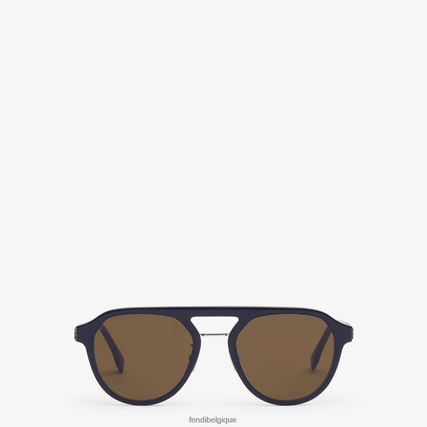 accessoires Fendi lunettes de soleil diagonales bleu hommes 8X8J2J2472 Fendi Lunette De Soleil