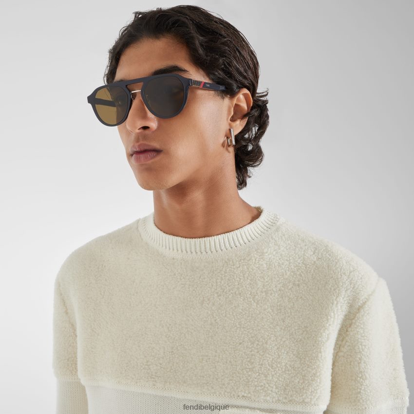 accessoires Fendi lunettes de soleil diagonales bleu hommes 8X8J2J2472 Fendi Lunette De Soleil