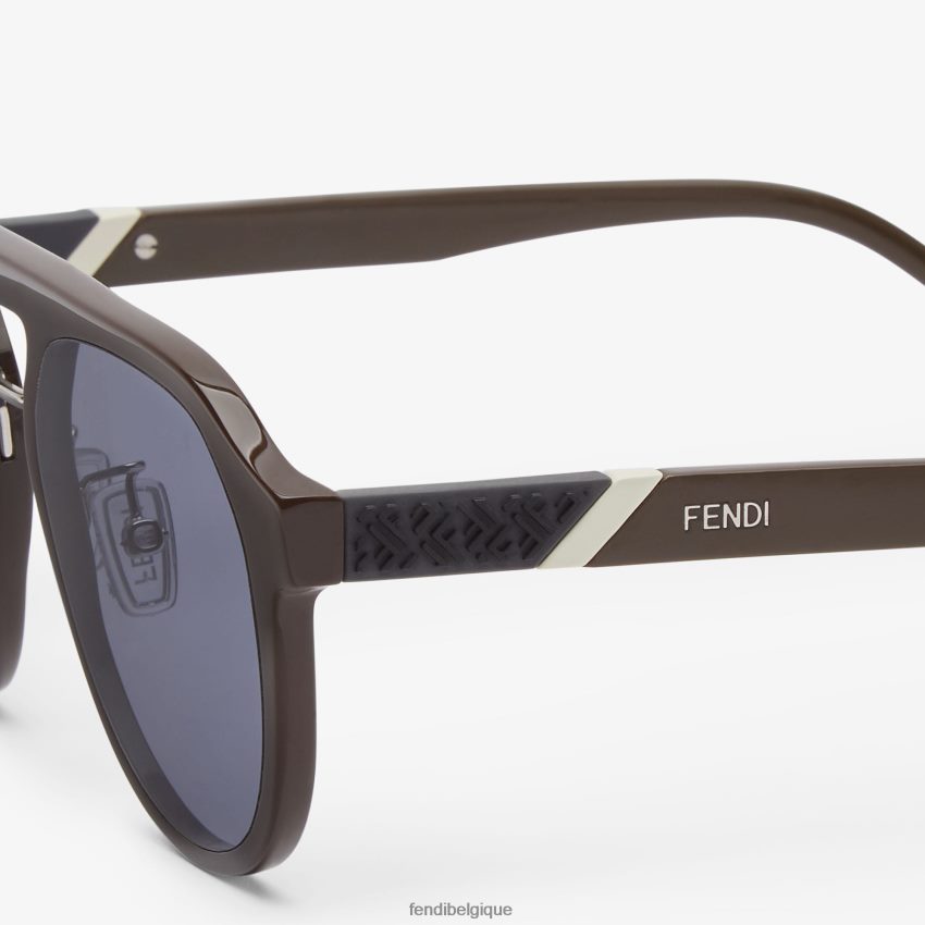 accessoires Fendi lunettes de soleil diagonales brun hommes 8X8J2J2470 Fendi Sac
