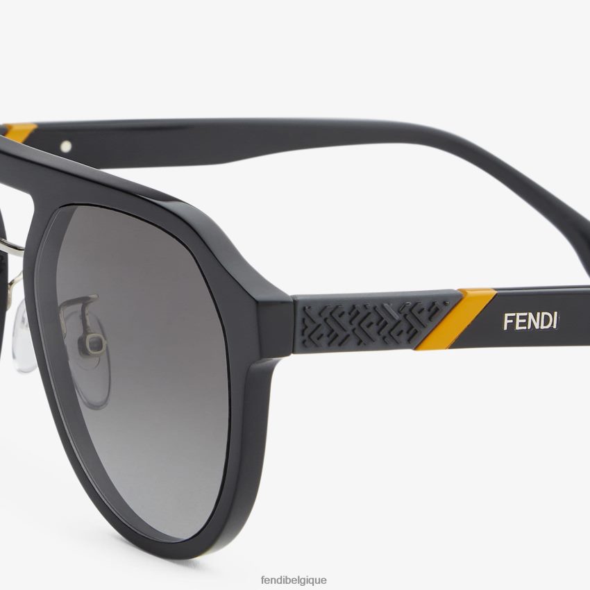 accessoires Fendi lunettes de soleil diagonales noir hommes 8X8J2J2535 Fendi Lunette De Soleil
