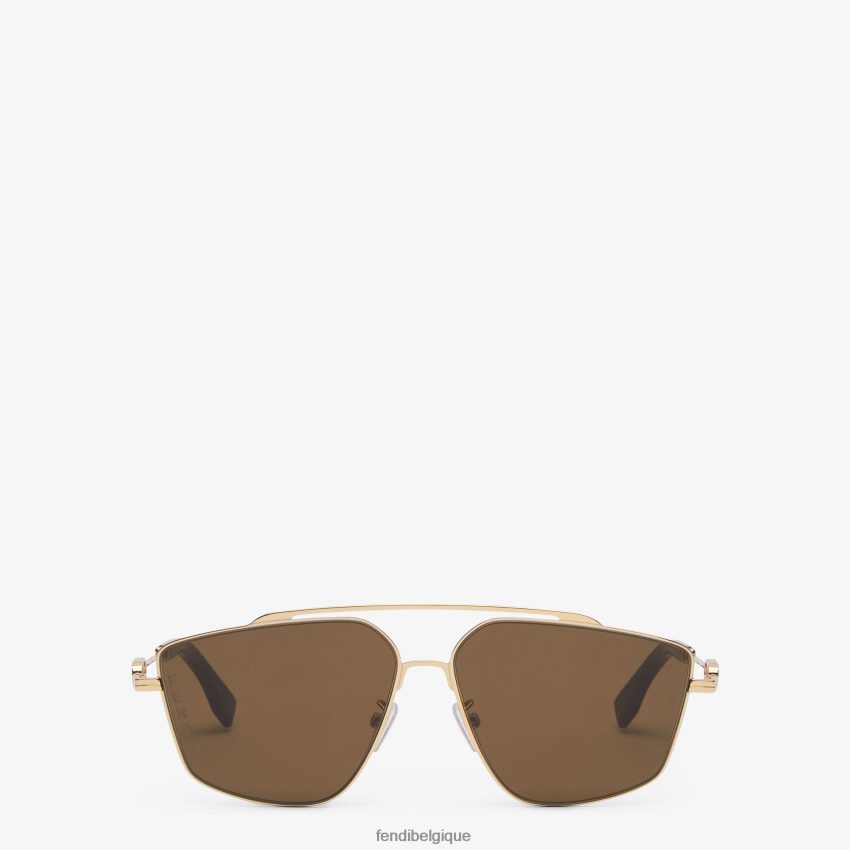 accessoires Fendi lunettes de soleil en métal avec verres brun hommes 8X8J2J2469 Fendi Lunette De Soleil