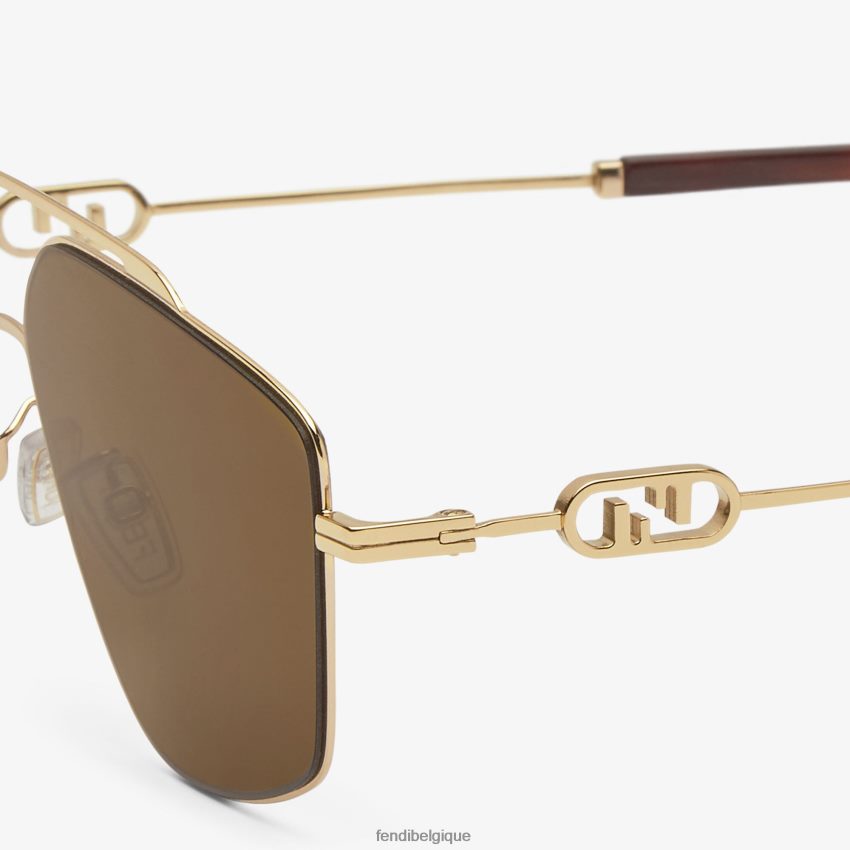 accessoires Fendi lunettes de soleil en métal avec verres brun hommes 8X8J2J2469 Fendi Lunette De Soleil