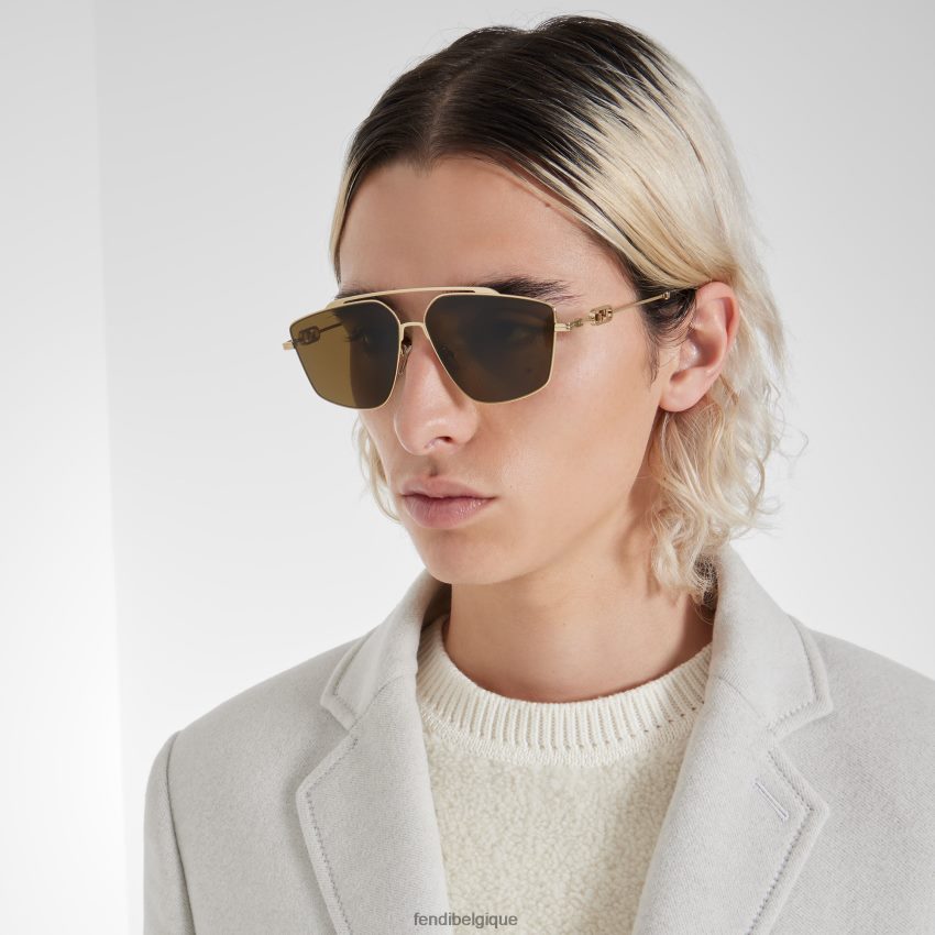 accessoires Fendi lunettes de soleil en métal avec verres brun hommes 8X8J2J2469 Fendi Lunette De Soleil
