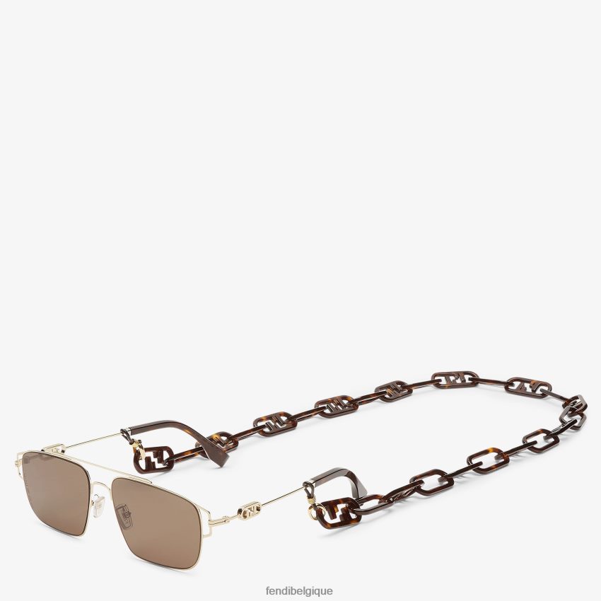 accessoires Fendi lunettes de soleil en métal et verres avec chaîne de lunettes mode hommes 8X8J2J2430 Fendi Lunette De Soleil