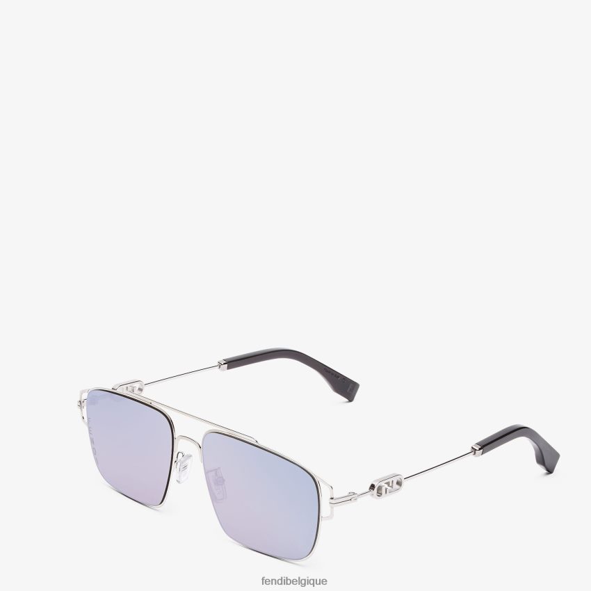 accessoires Fendi lunettes de soleil en métal palladié avec verres et effet miroir violet mode hommes 8X8J2J2454 Fendi Lunette De Soleil