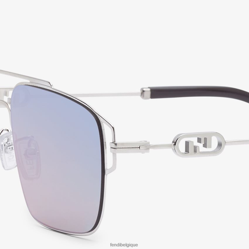 accessoires Fendi lunettes de soleil en métal palladié avec verres et effet miroir violet mode hommes 8X8J2J2454 Fendi Lunette De Soleil