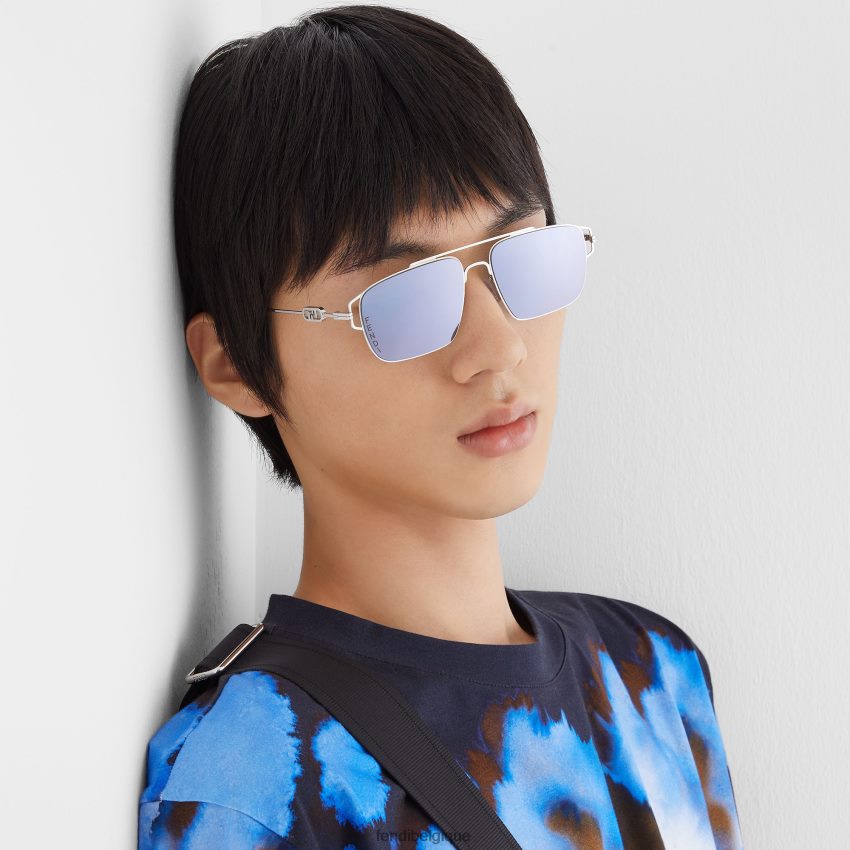 accessoires Fendi lunettes de soleil en métal palladié avec verres et effet miroir violet mode hommes 8X8J2J2454 Fendi Lunette De Soleil