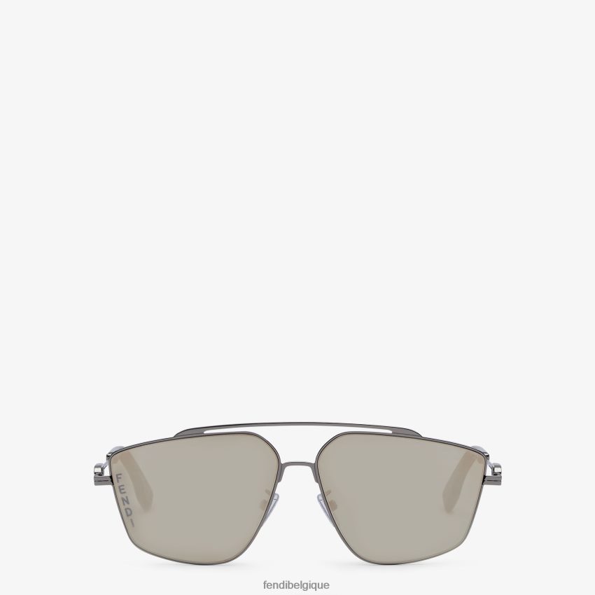 accessoires Fendi lunettes de soleil en métal ruthénium avec verres gris hommes 8X8J2J2445 Fendi Lunette De Soleil