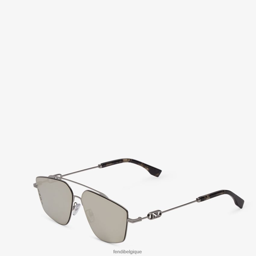 accessoires Fendi lunettes de soleil en métal ruthénium avec verres gris hommes 8X8J2J2445 Fendi Lunette De Soleil