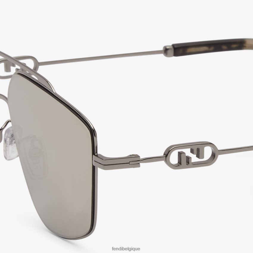 accessoires Fendi lunettes de soleil en métal ruthénium avec verres gris hommes 8X8J2J2445 Fendi Lunette De Soleil