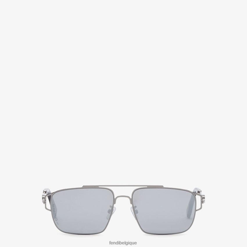 accessoires Fendi lunettes de soleil en métal ruthénium avec verres miroir noir hommes 8X8J2J2444 Fendi Belgique