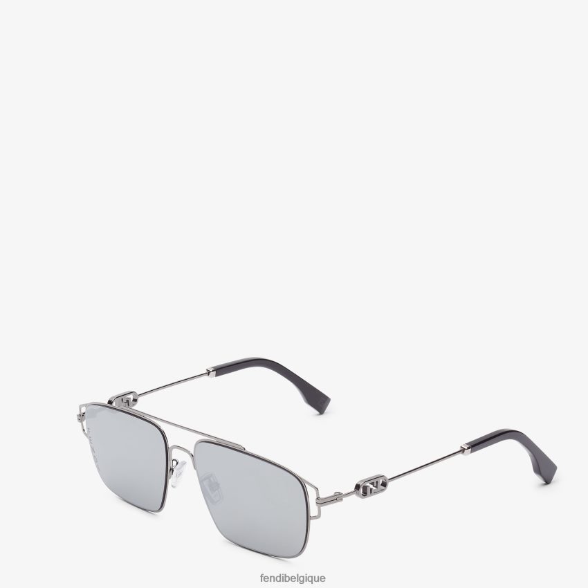 accessoires Fendi lunettes de soleil en métal ruthénium avec verres miroir noir hommes 8X8J2J2444 Fendi Belgique