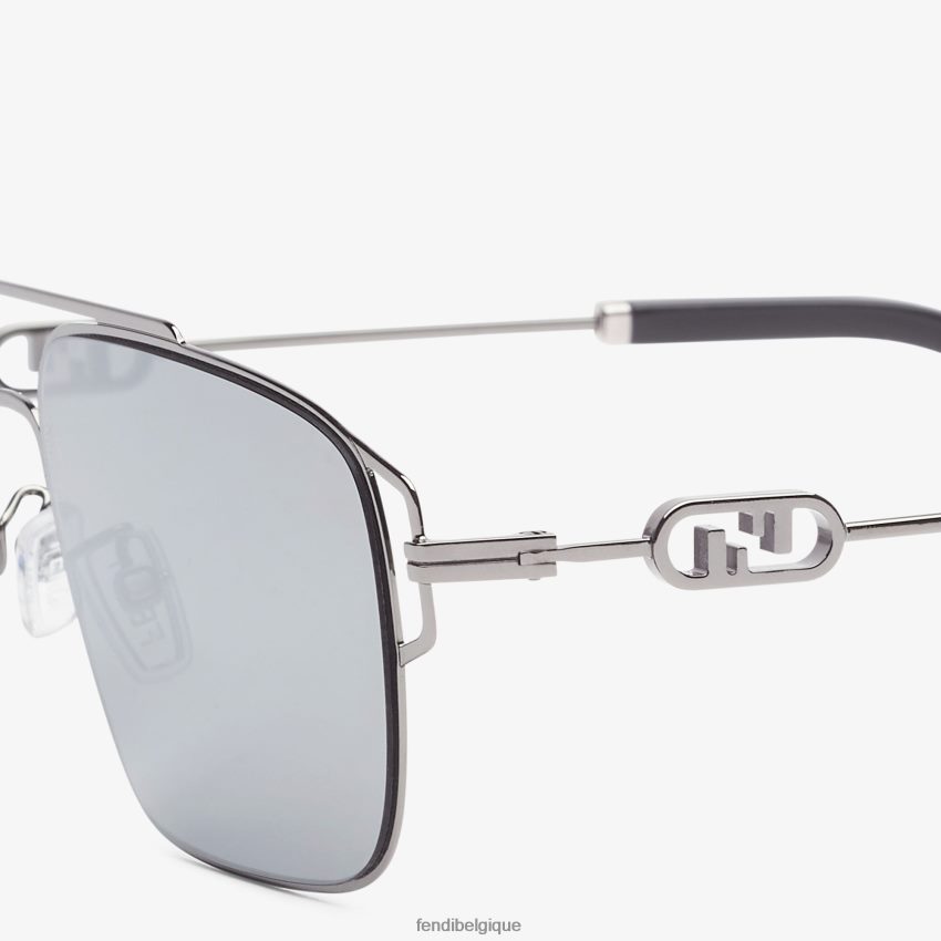 accessoires Fendi lunettes de soleil en métal ruthénium avec verres miroir noir hommes 8X8J2J2444 Fendi Belgique