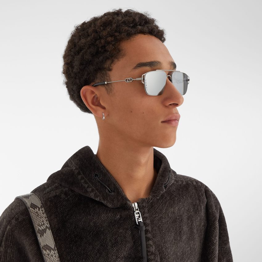 accessoires Fendi lunettes de soleil en métal ruthénium avec verres miroir noir hommes 8X8J2J2444 Fendi Belgique