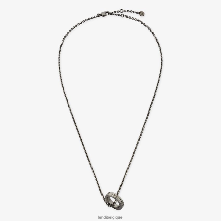 bijoux Fendi collier en ruthénium argent hommes 8X8J2J2708 Fendi Belgique