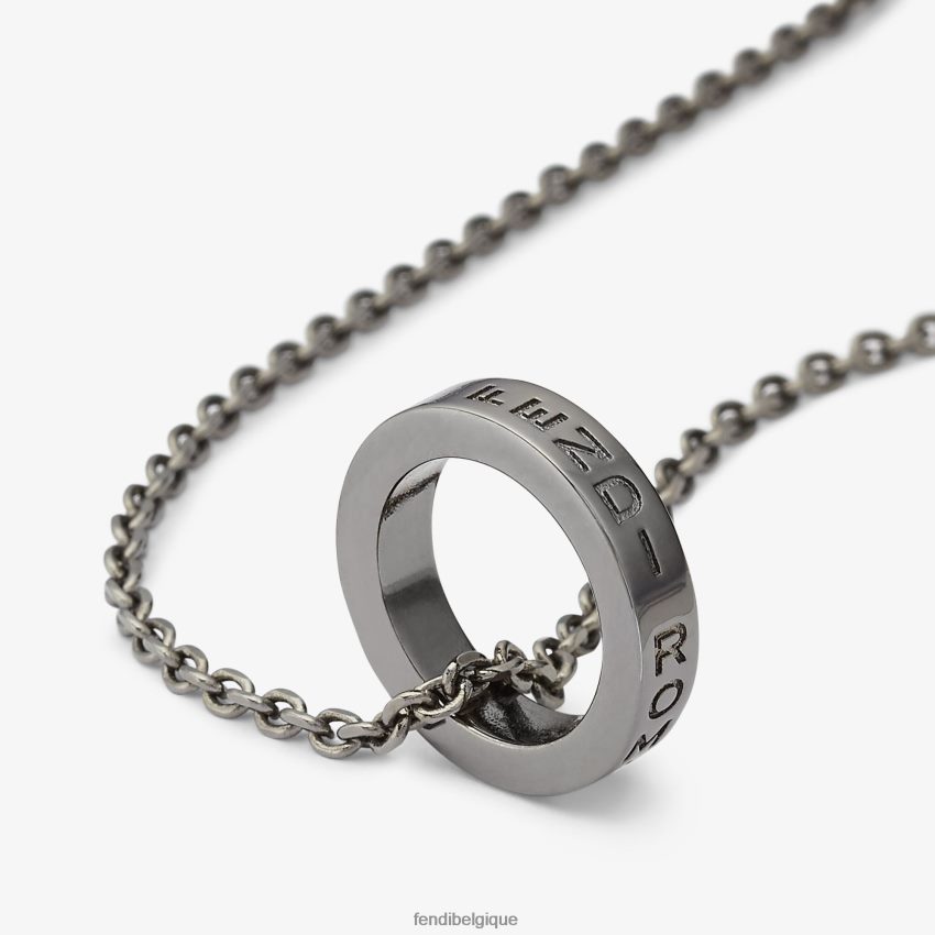 bijoux Fendi collier en ruthénium argent hommes 8X8J2J2708 Fendi Belgique