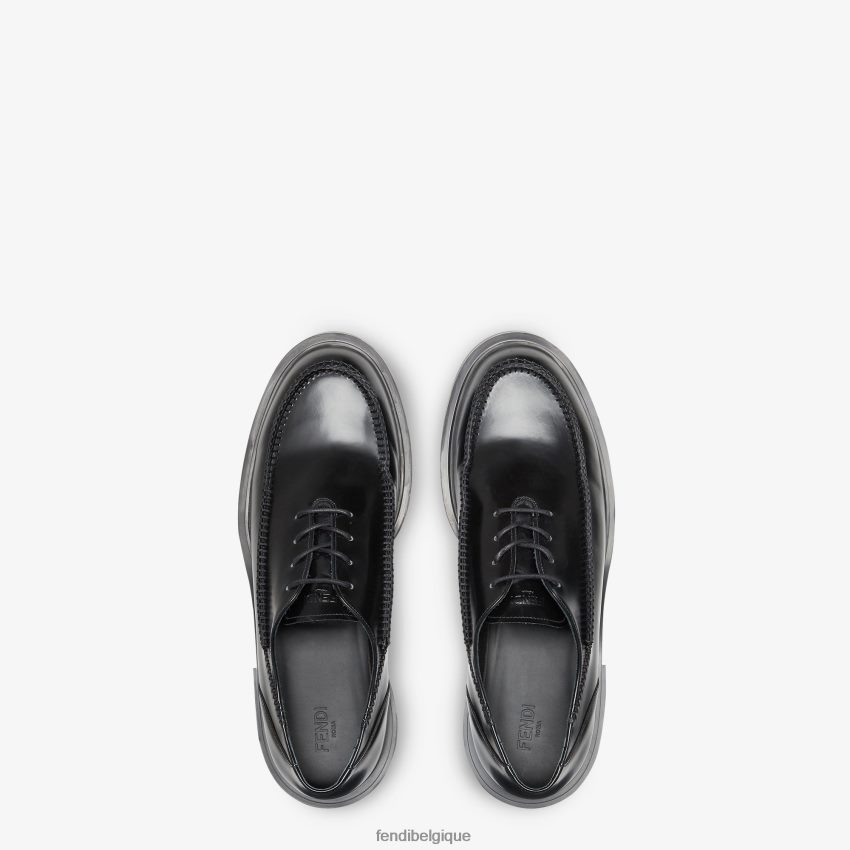 chaussures Fendi chaussures à lacets en cuir noir hommes 8X8J2J2242 Fendi Sac