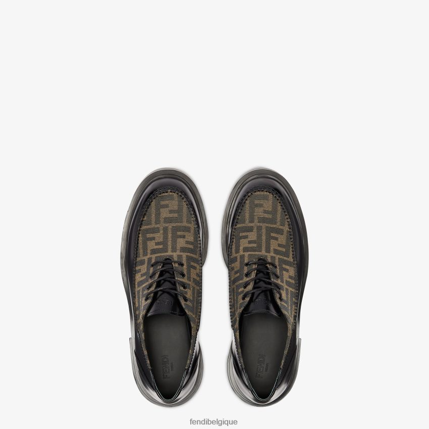 chaussures Fendi chaussures à lacets en cuir noir hommes 8X8J2J2243 Fendi Belgique