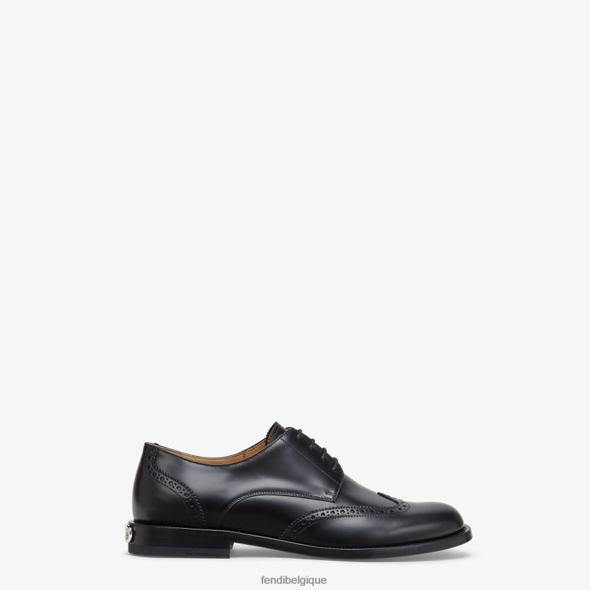 chaussures Fendi chaussures à lacets en cuir noir hommes 8X8J2J2300 Fendi Belgique