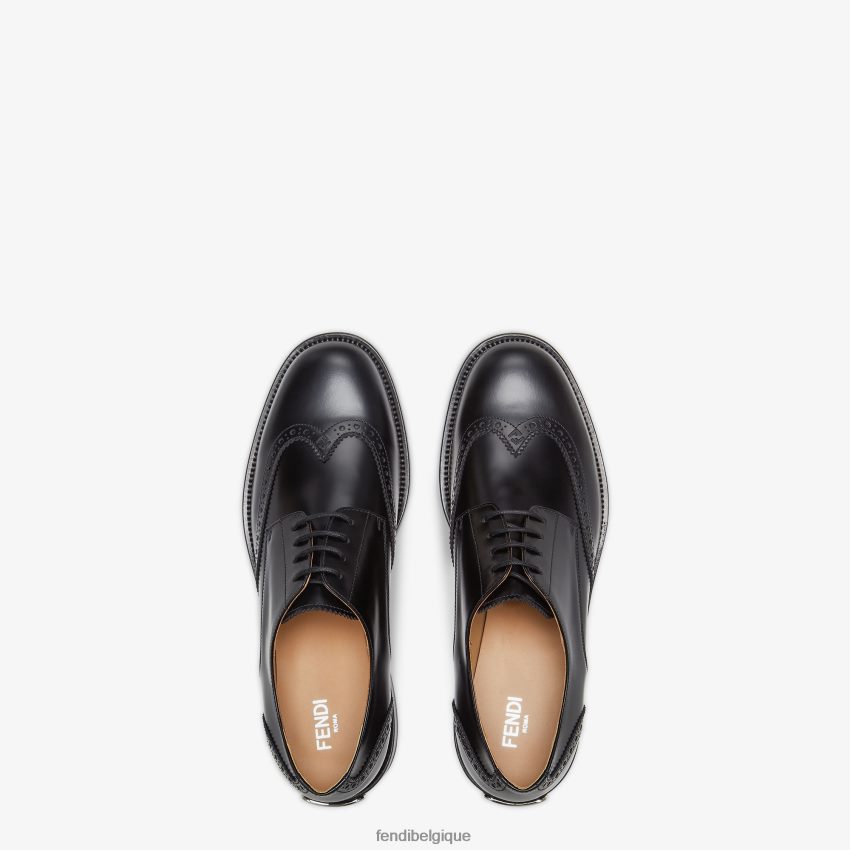chaussures Fendi chaussures à lacets en cuir noir hommes 8X8J2J2300 Fendi Belgique