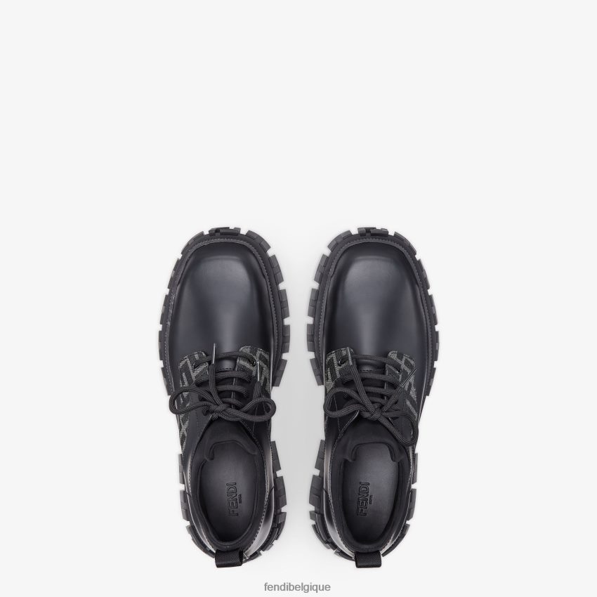 chaussures Fendi chaussures à lacets en cuir noir hommes 8X8J2J2309 Fendi Belgique