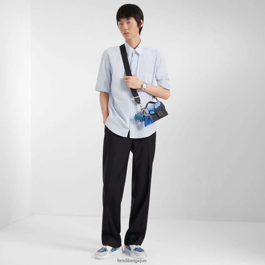 chaussures Fendi baskets basses elaphe bleu clair hommes 8X8J2J2294 Fendi Belgique