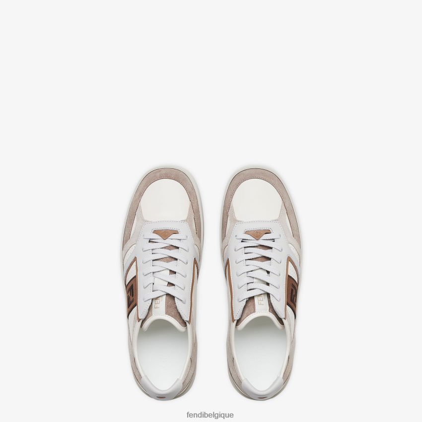 chaussures Fendi baskets basses en cuir beige hommes 8X8J2J2218 Fendi Sac